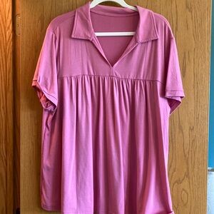 Pink oversize polo shirt blouse XXL
